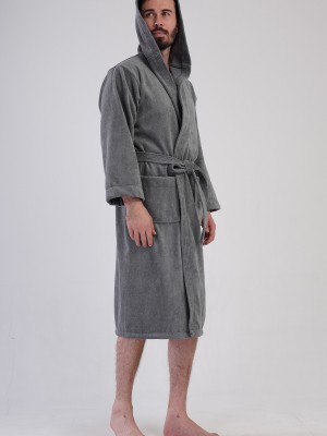 Man Triga Blue Hoodie Detail Bathrobe Man Triga Blue Hoodie Detail Bathrobe