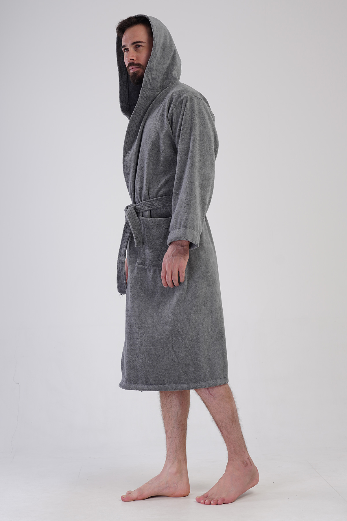 Man Triga Blue Hoodie Detail Bathrobe Man Triga Blue Hoodie Detail Bathrobe