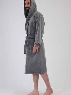 Man Triga Blue Hoodie Detail Bathrobe Man Triga Blue Hoodie Detail Bathrobe
