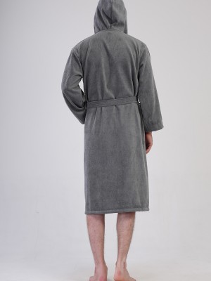 Man Triga Blue Hoodie Detail Bathrobe Man Triga Blue Hoodie Detail Bathrobe