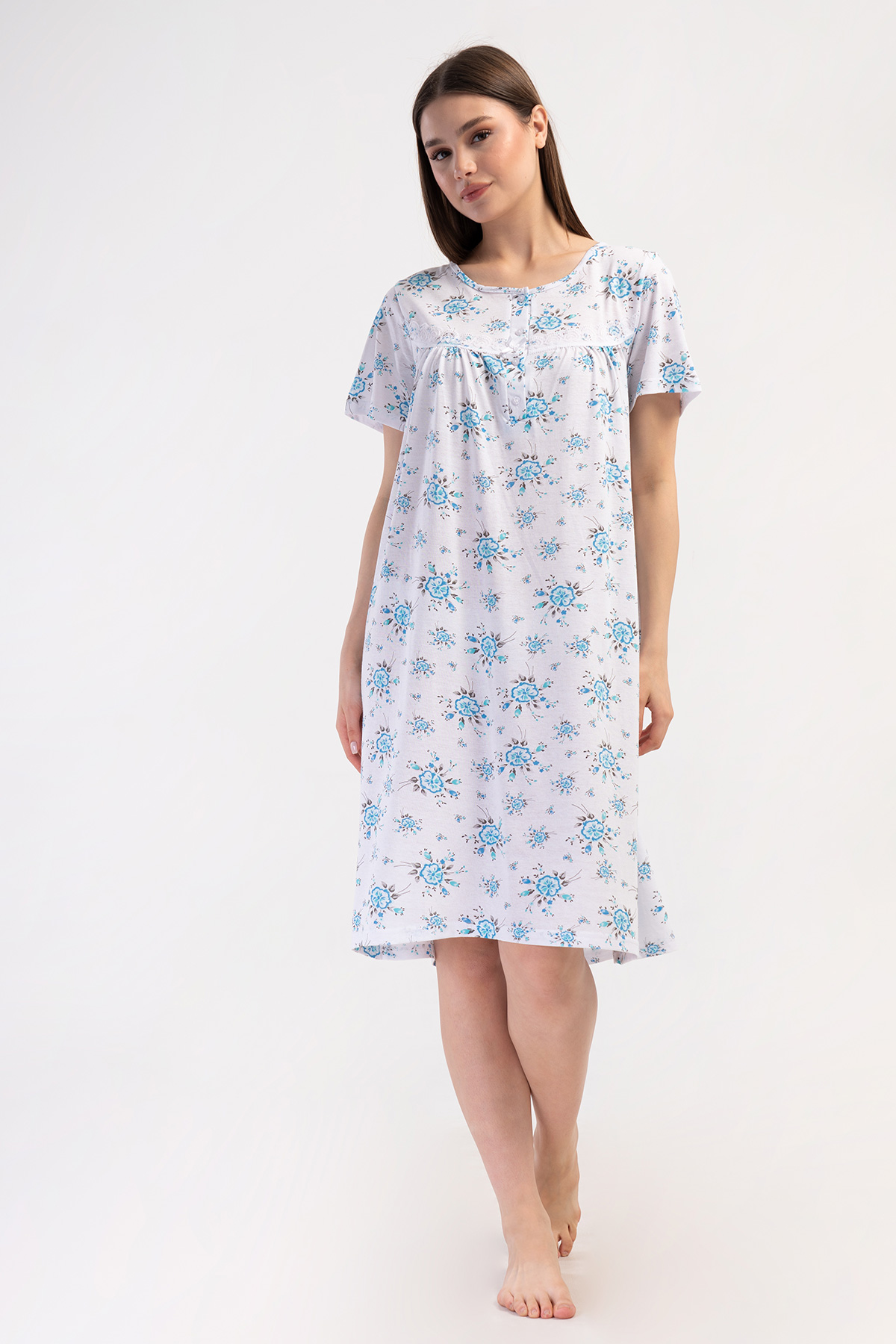 Woman Cotton Picen Grandma Nightgown Woman Cotton Picen Grandma Nightgown