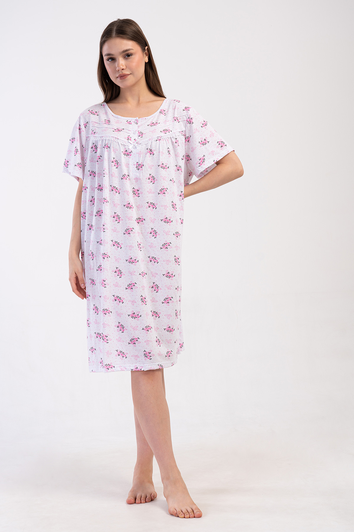 Woman Cotton Big Size Sayen Grandma Nightgown Woman Cotton Big Size Sayen Grandma Nightgown