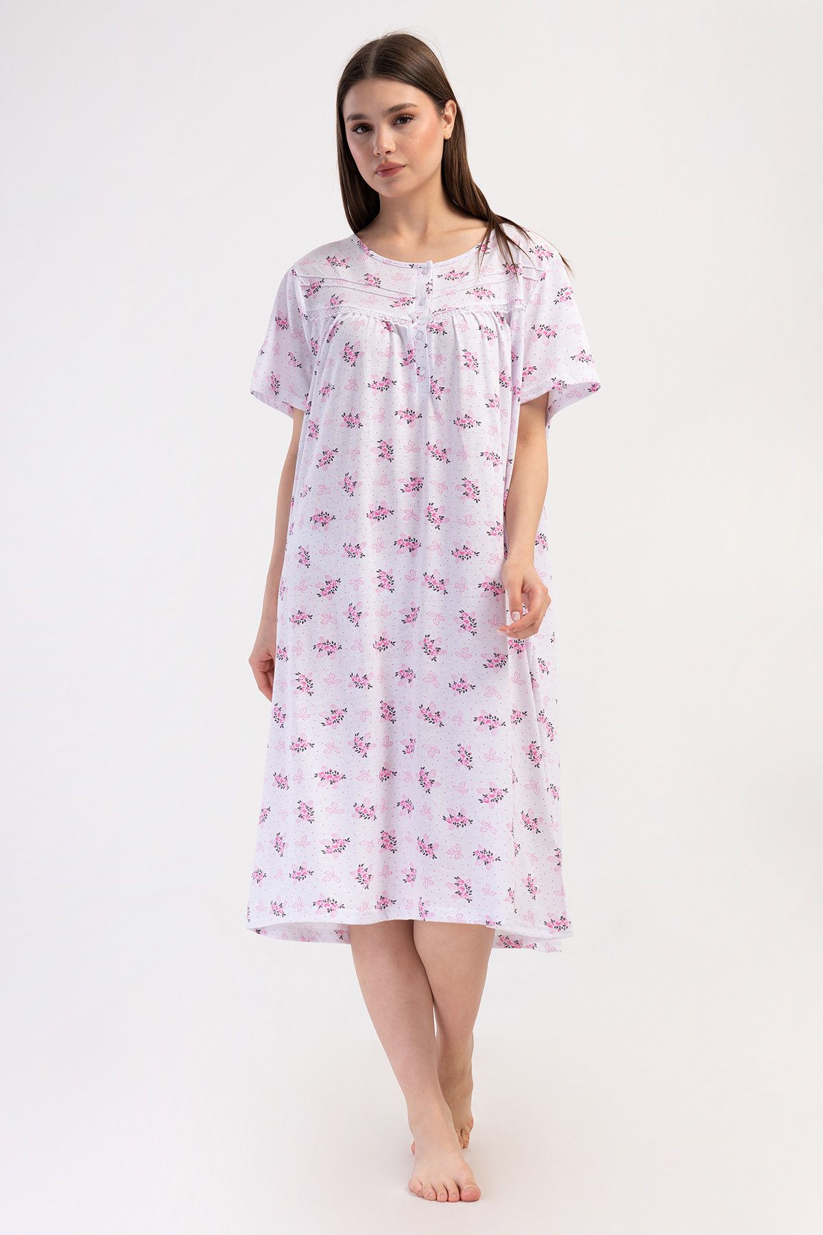 Woman Cotton Big Size Sayen Grandma Nightgown Woman Cotton Big Size Sayen Grandma Nightgown