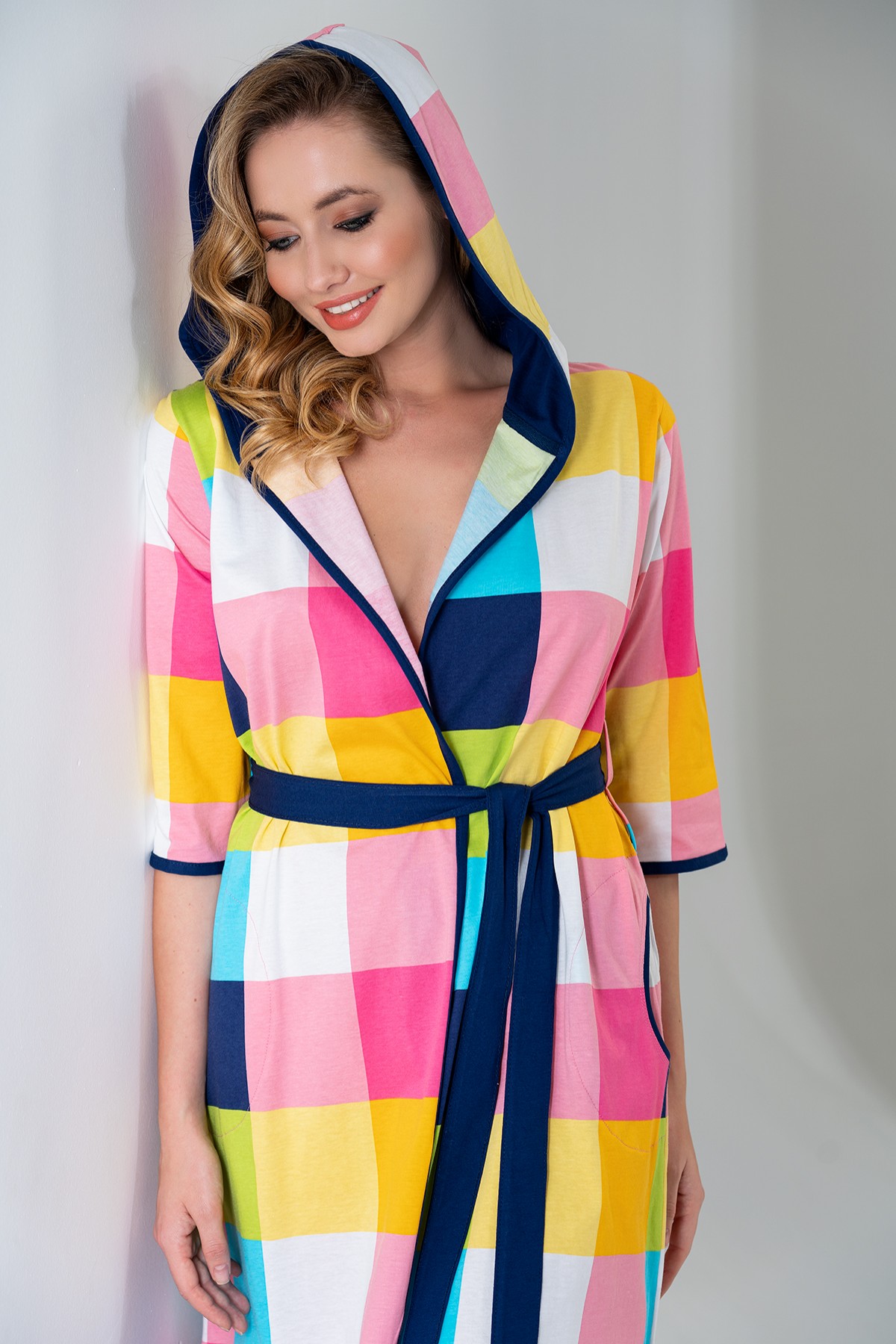 Woman Colorful Hoodie Dressing Gown Woman Colorful Hoodie Dressing Gown