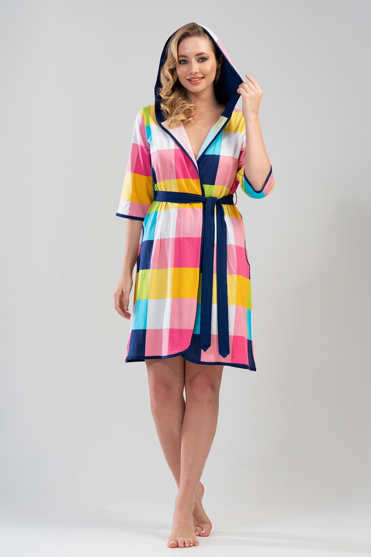 Woman Colorful Hoodie Dressing Gown Woman Colorful Hoodie Dressing Gown