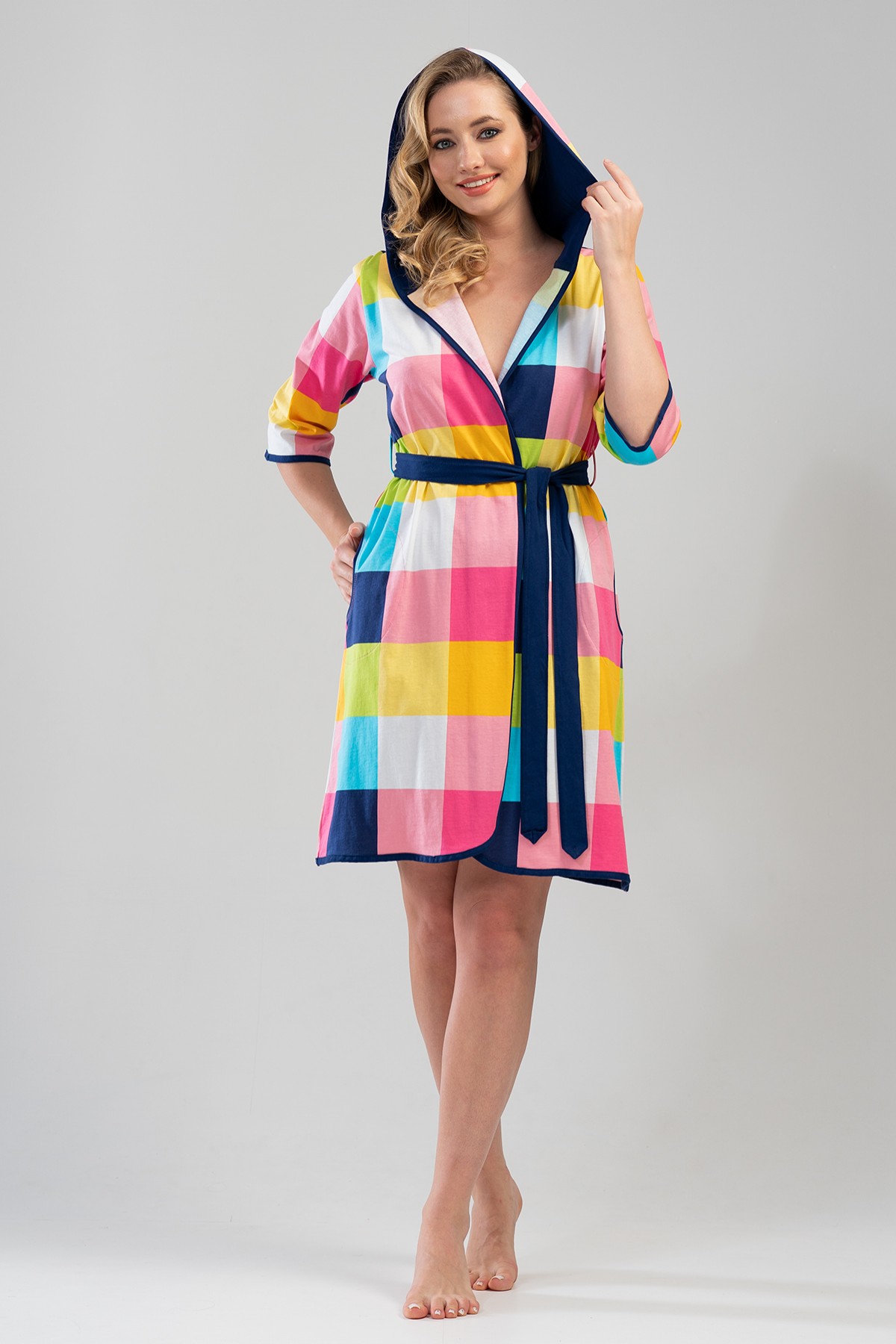 Woman Colorful Hoodie Dressing Gown Woman Colorful Hoodie Dressing Gown