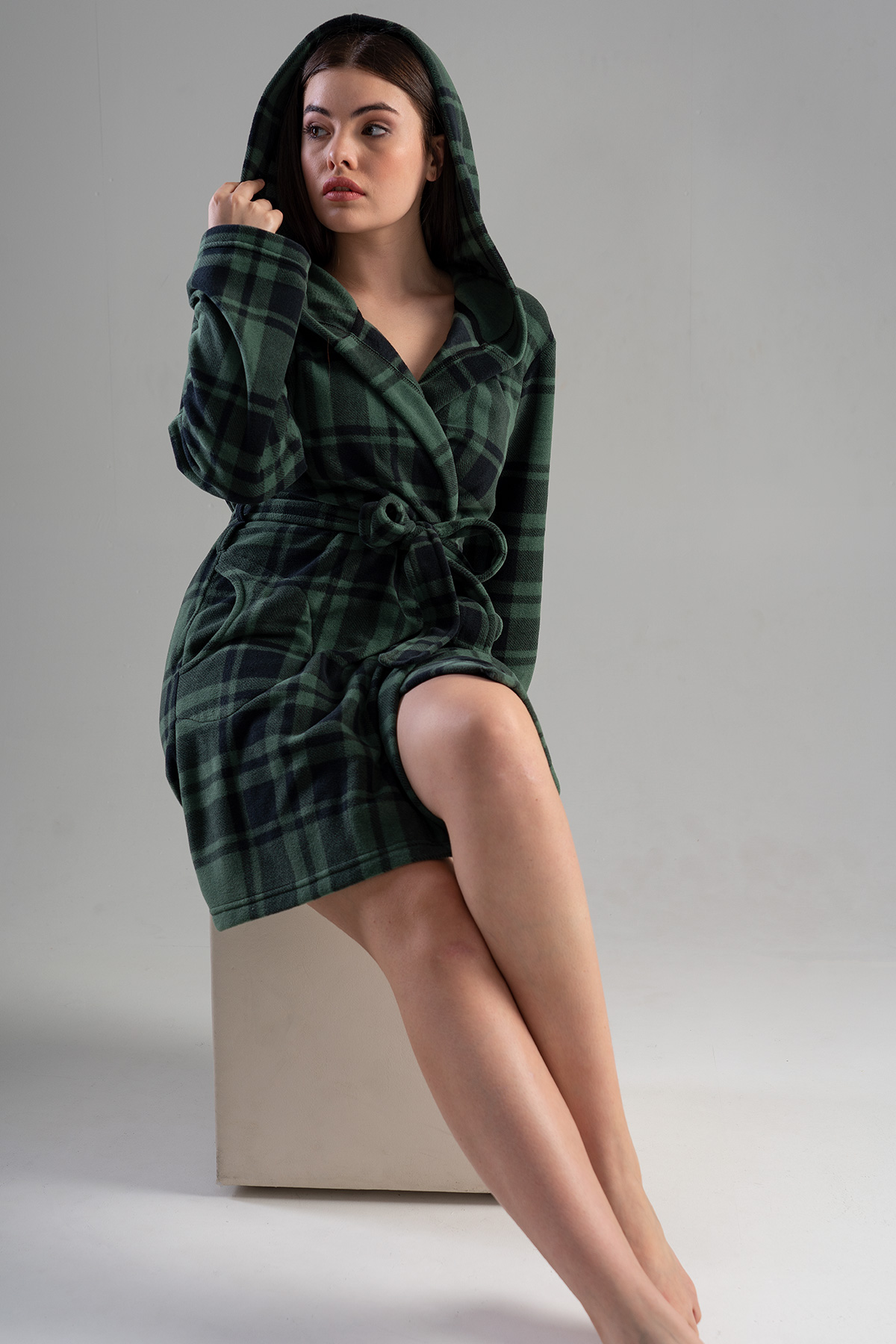 Woman Black and Khaki Dressing Gown Woman Black and Khaki Dressing Gown