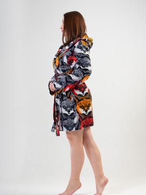 Woman Big Size Dark Winter Dressing Gown Woman Big Size Dark Winter Dressing Gown