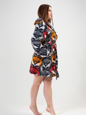 Woman Big Size Dark Winter Dressing Gown Woman Big Size Dark Winter Dressing Gown