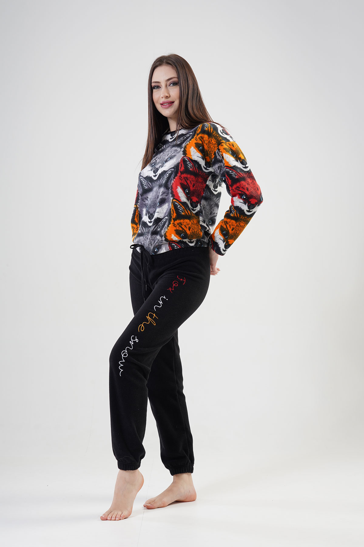 Woman Fleece Wolf Pyjama Set Woman Fleece Wolf Pyjama Set