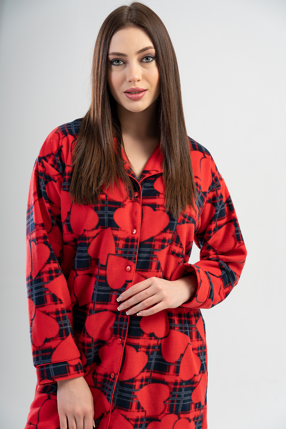 Woman Fleece Red Heart Tunic Woman Fleece Red Heart Tunic