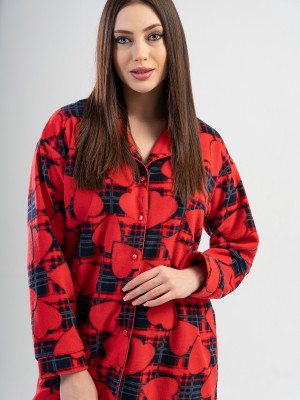 Woman Fleece Red Heart Tunic Woman Fleece Red Heart Tunic