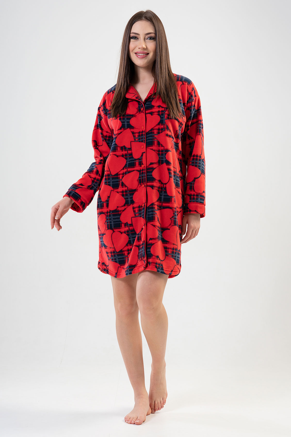 Woman Fleece Red Heart Tunic Woman Fleece Red Heart Tunic