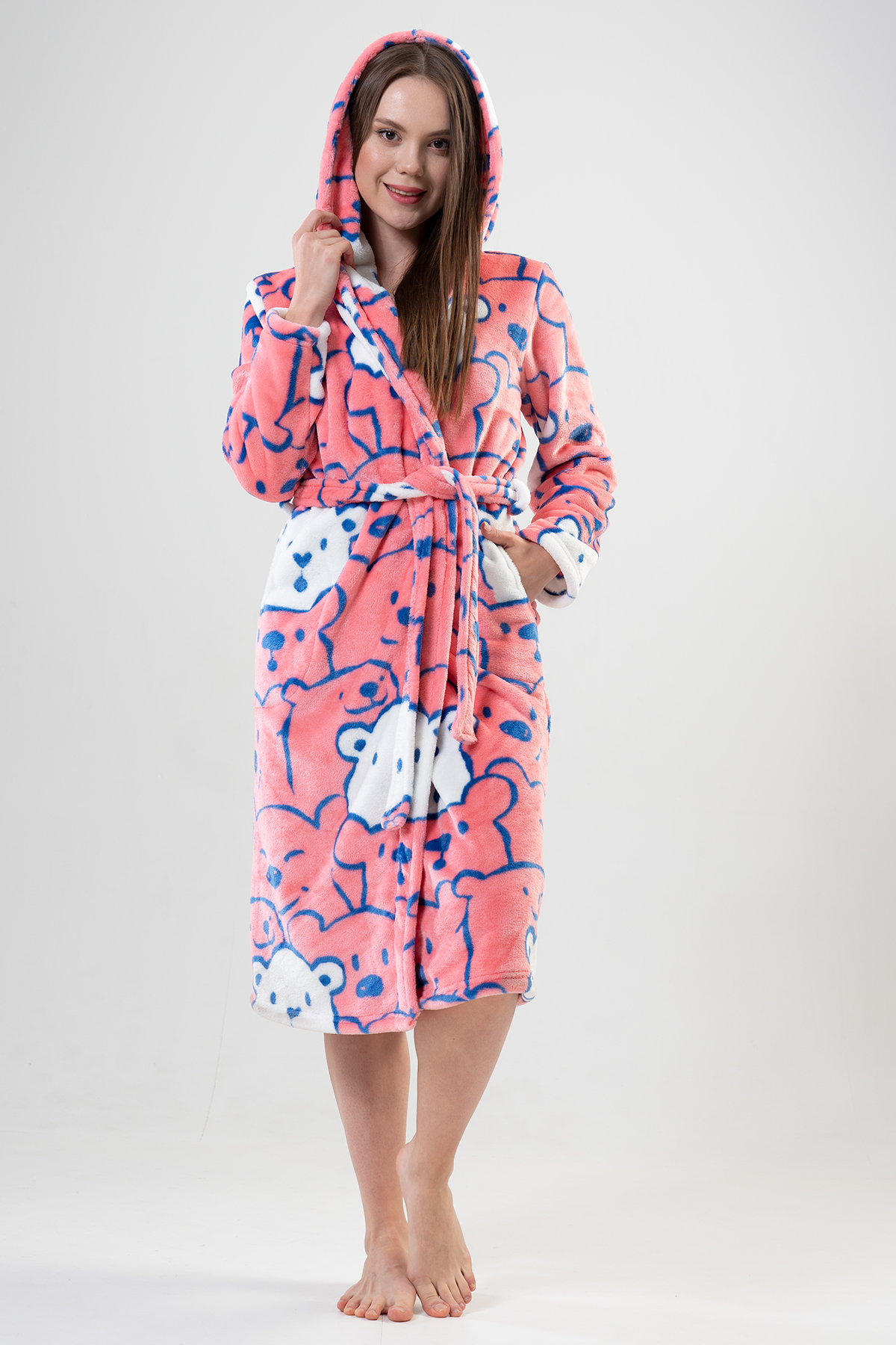 Woman Pink Dressing Gown Woman Pink Dressing Gown