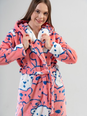 Woman Pink Dressing Gown Woman Pink Dressing Gown