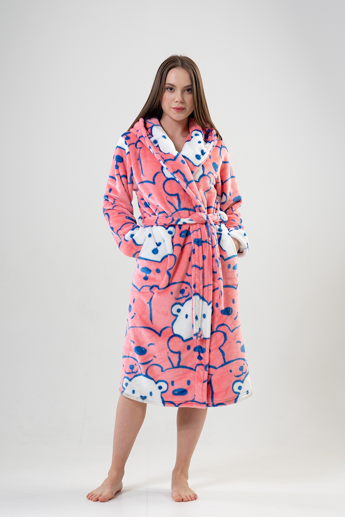 Woman Pink Dressing Gown Woman Pink Dressing Gown