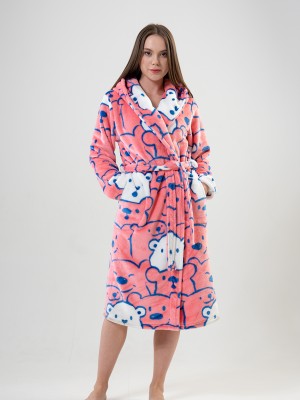Woman Pink Dressing Gown Woman Pink Dressing Gown