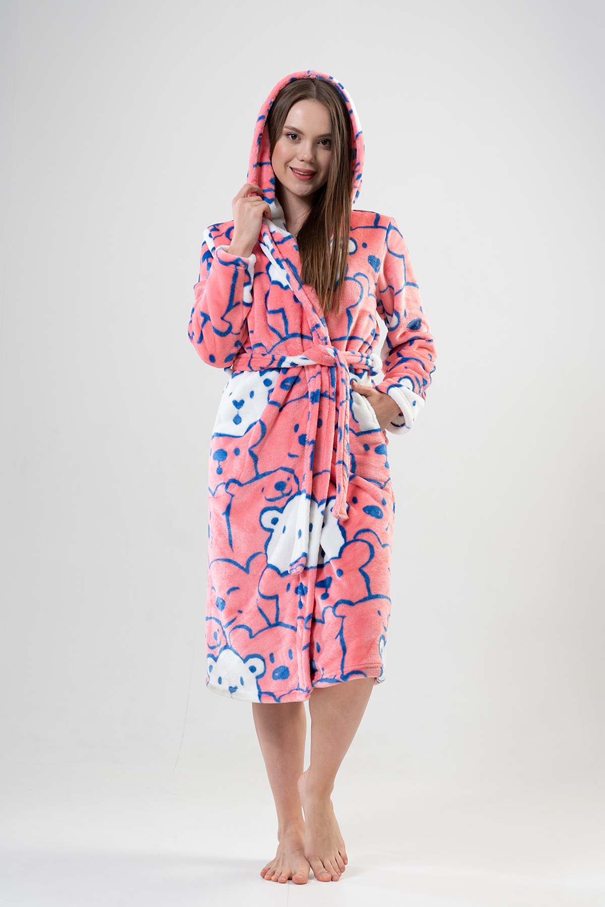 Woman Pink Dressing Gown Woman Pink Dressing Gown