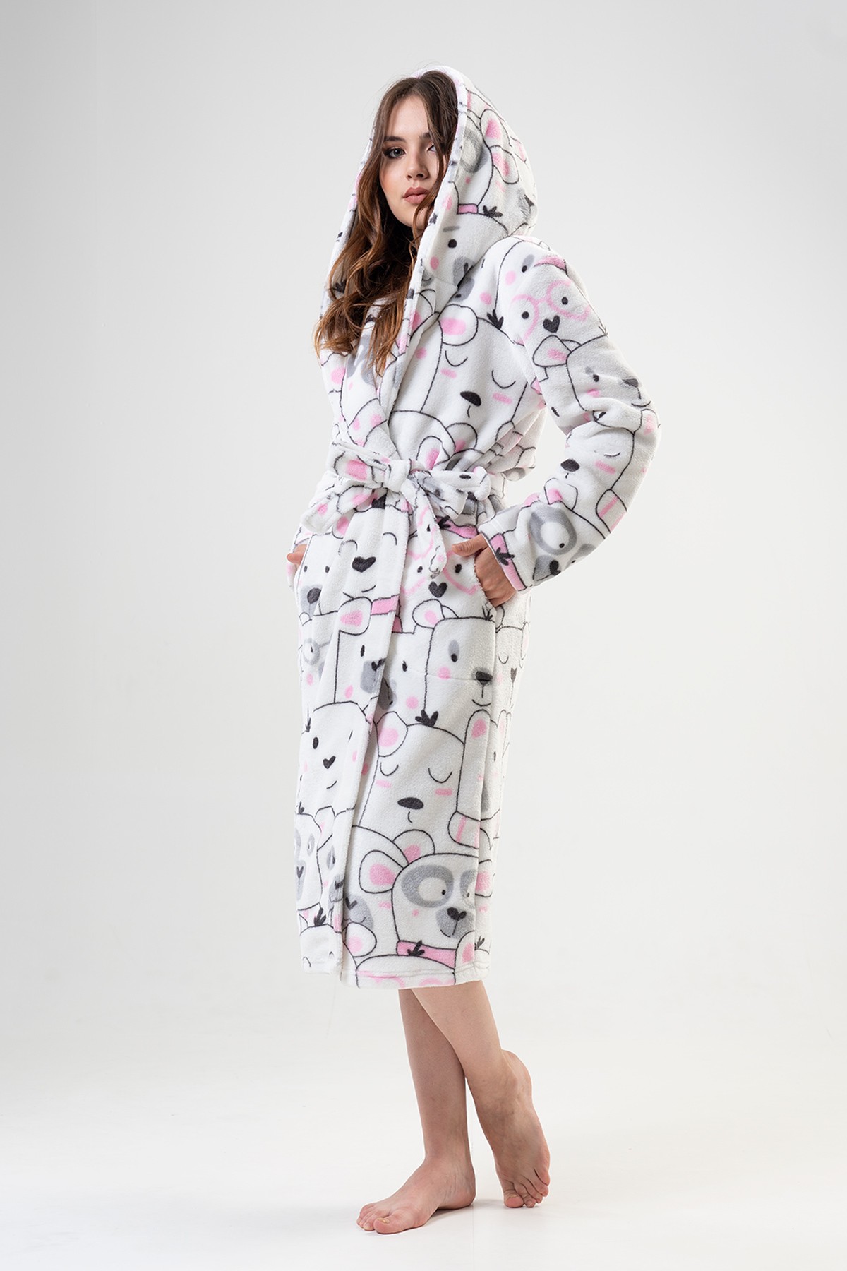 Woman White Long Dressing Gown Woman White Long Dressing Gown