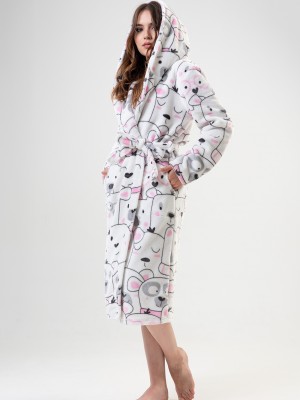 Woman White Long Dressing Gown Woman White Long Dressing Gown