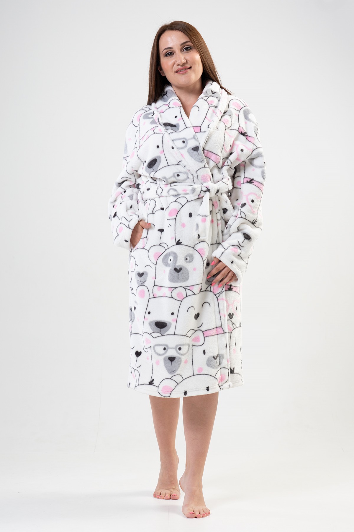 Woman Big Size Bright White Dressing Gown Woman Big Size Bright White Dressing Gown