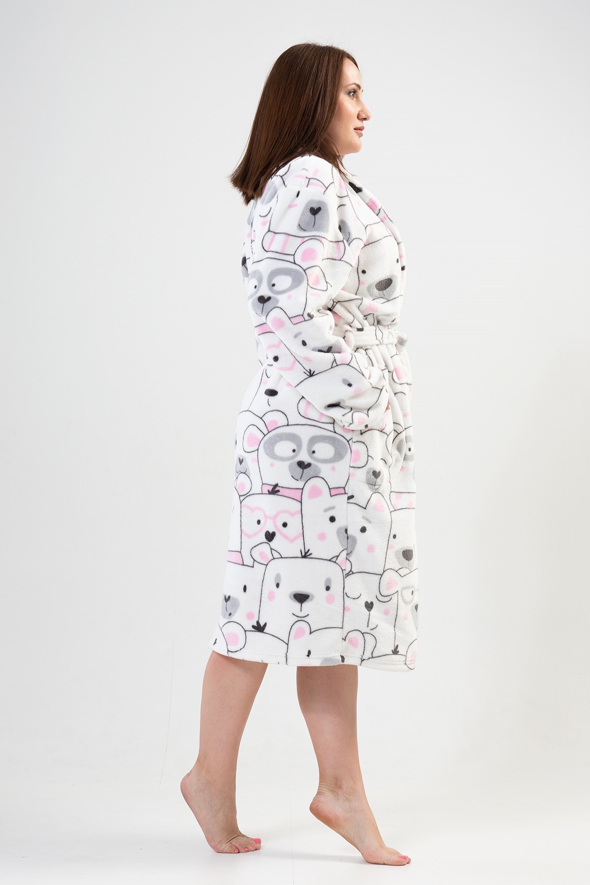 Woman Big Size Bright White Dressing Gown Woman Big Size Bright White Dressing Gown