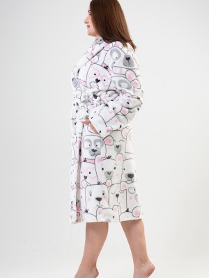 Woman Big Size Bright White Dressing Gown Woman Big Size Bright White Dressing Gown