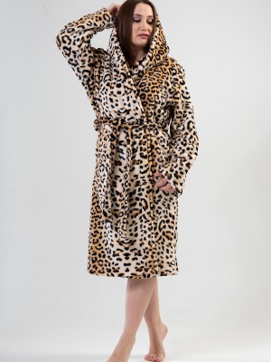 Woman XXL Leopard Pattern Dressing Gown Woman XXL Leopard Pattern Dressing Gown