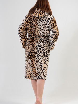 Woman XXL Leopard Pattern Dressing Gown Woman XXL Leopard Pattern Dressing Gown
