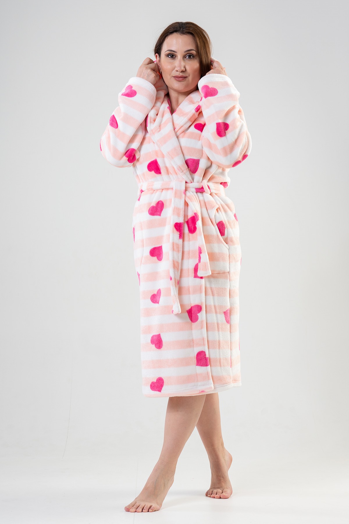 Woman Big Size Softy Heart Dressing Gown Woman Big Size Softy Heart Dressing Gown