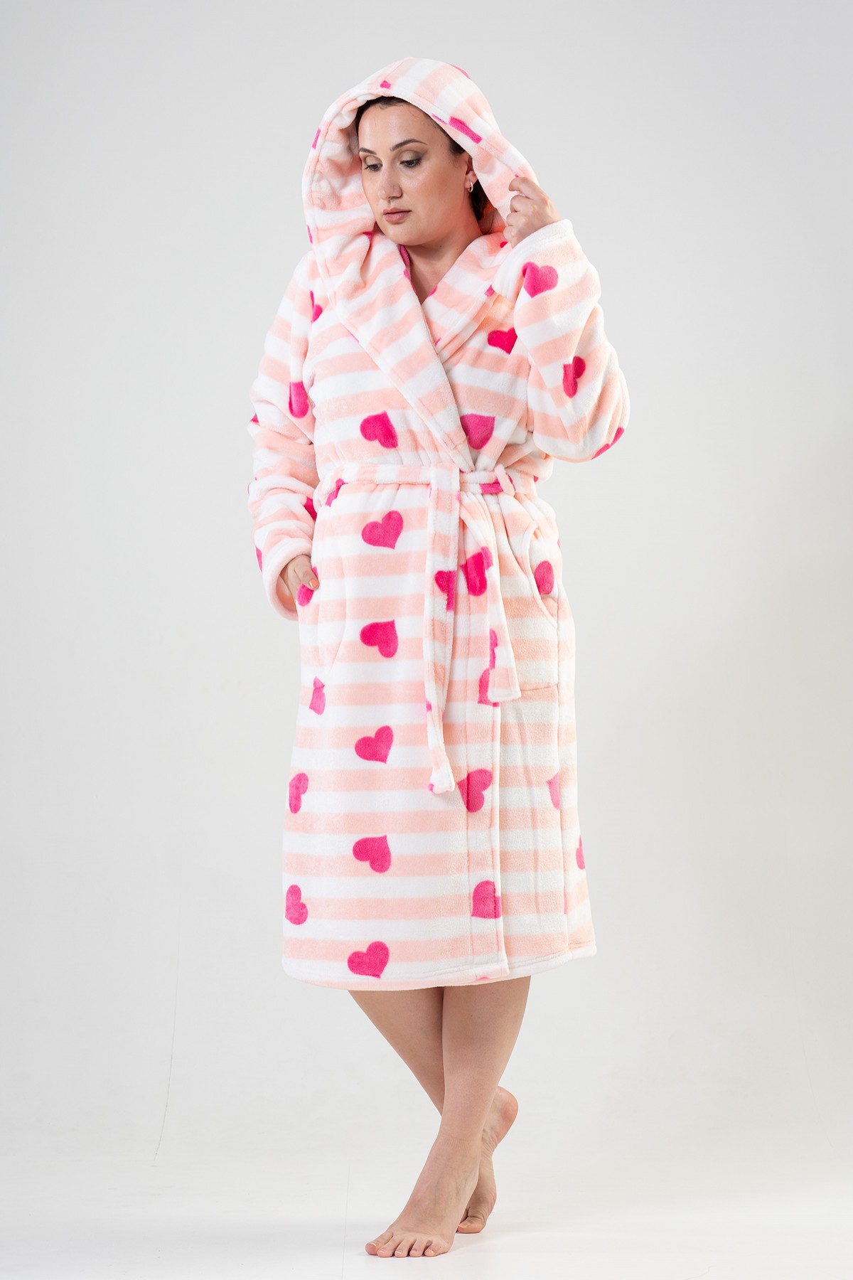 Woman Big Size Softy Heart Dressing Gown Woman Big Size Softy Heart Dressing Gown