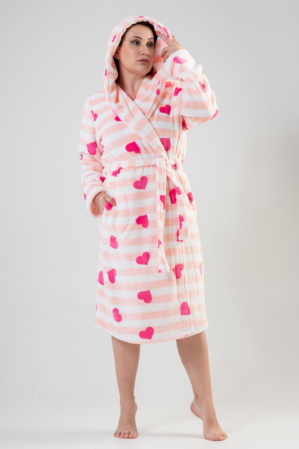 Woman Big Size Softy Heart Dressing Gown Woman Big Size Softy Heart Dressing Gown