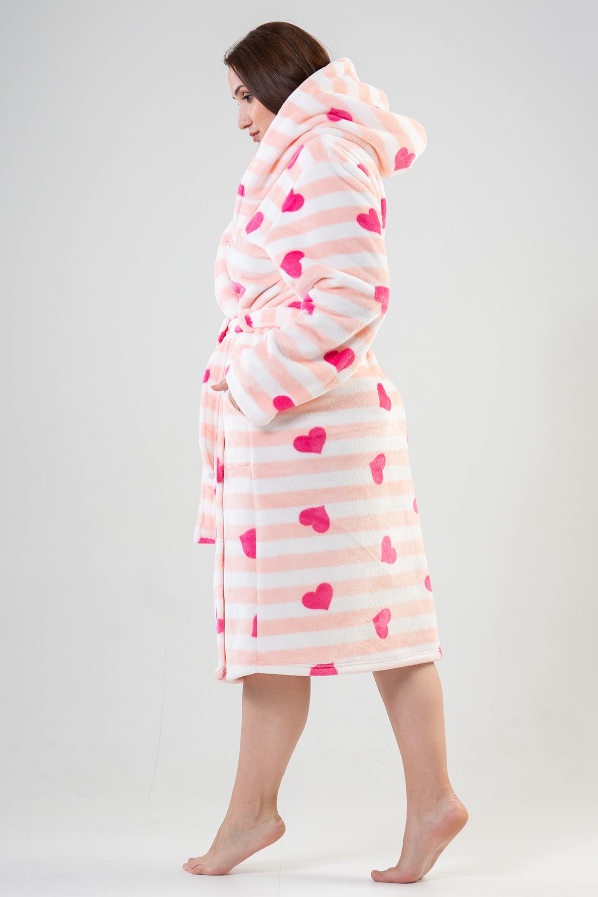 Woman Big Size Softy Heart Dressing Gown Woman Big Size Softy Heart Dressing Gown
