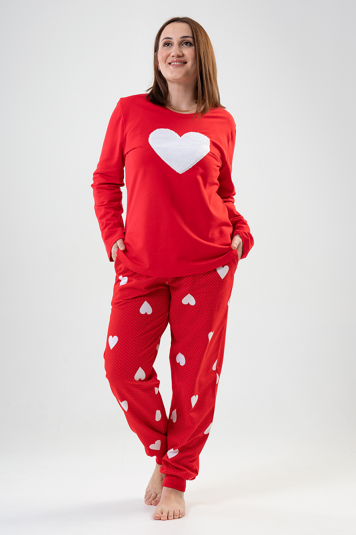 Woman Big Size Red Heart PJ Set Woman Big Size Red Heart PJ Set