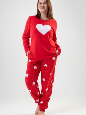 Woman Big Size Red Heart PJ Set Woman Big Size Red Heart PJ Set