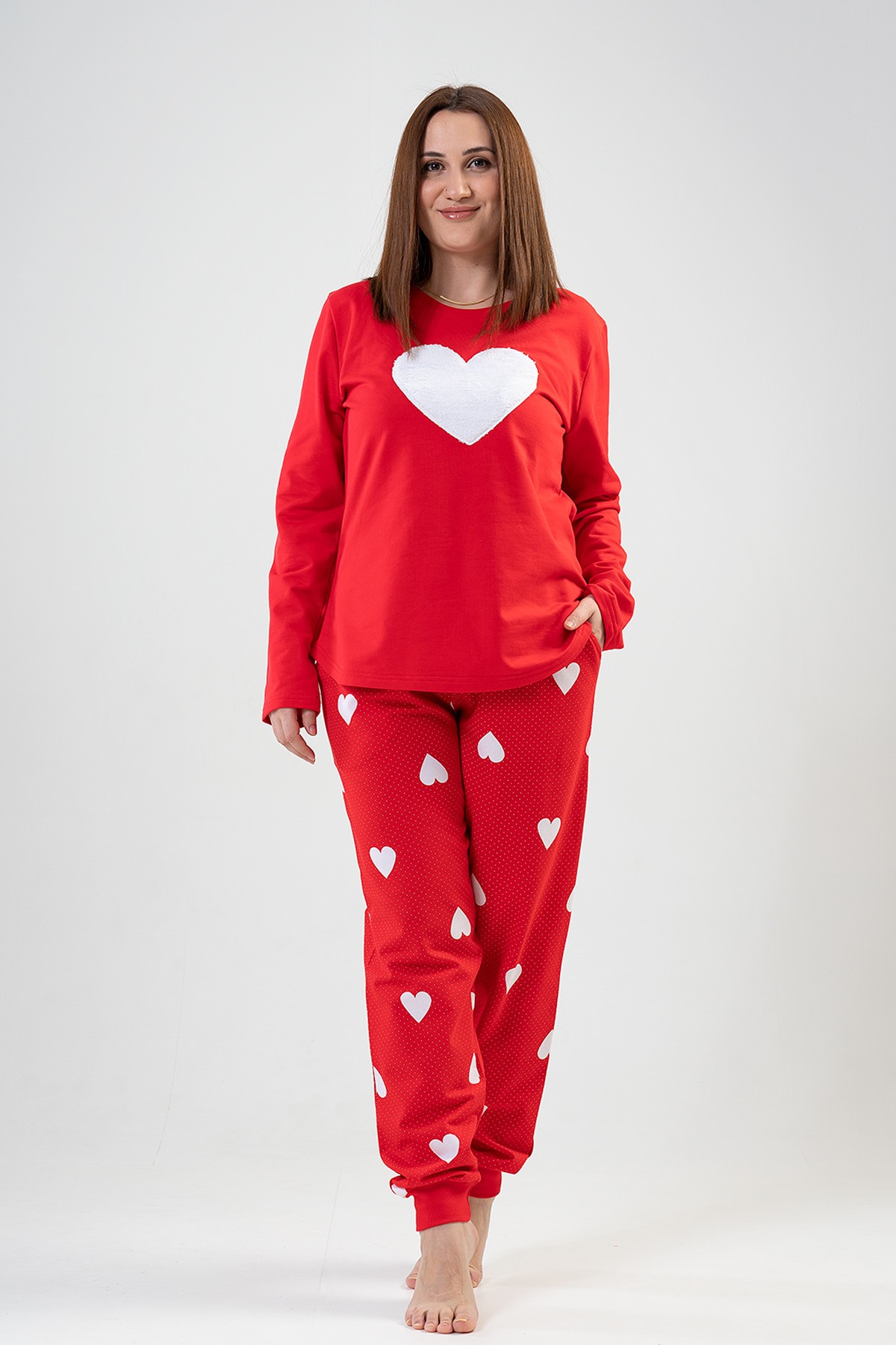 Woman Big Size Red Heart PJ Set Woman Big Size Red Heart PJ Set