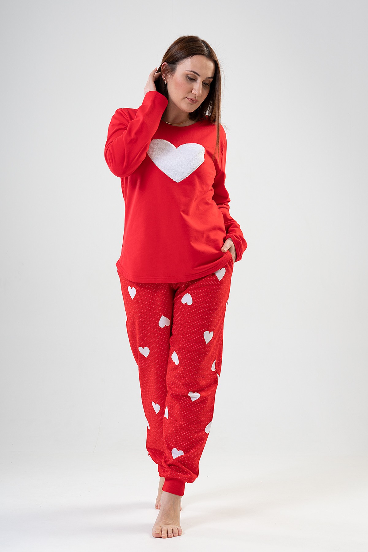 Woman Big Size Red Heart PJ Set Woman Big Size Red Heart PJ Set