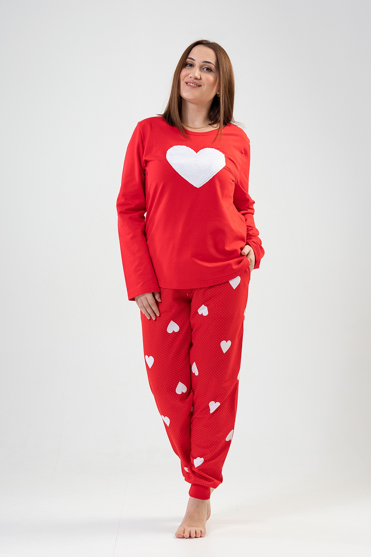 Woman Big Size Red Heart PJ Set Woman Big Size Red Heart PJ Set