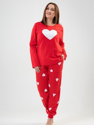 Woman Big Size Red Heart PJ Set Woman Big Size Red Heart PJ Set