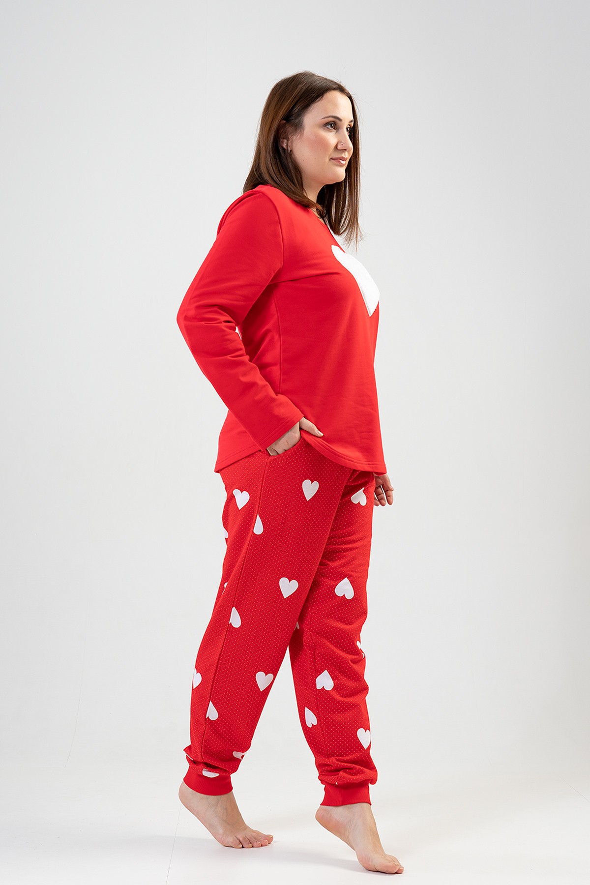 Woman Big Size Red Heart PJ Set Woman Big Size Red Heart PJ Set