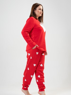 Woman Big Size Red Heart PJ Set Woman Big Size Red Heart PJ Set