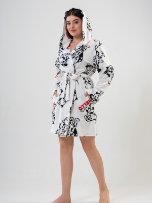 Woman Sweet Dog Fleece Dressing Gown Woman Sweet Dog Fleece Dressing Gown