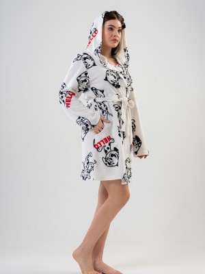 Woman Sweet Dog Fleece Dressing Gown Woman Sweet Dog Fleece Dressing Gown