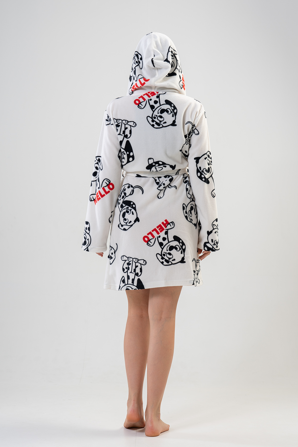 Woman Sweet Dog Fleece Dressing Gown Woman Sweet Dog Fleece Dressing Gown