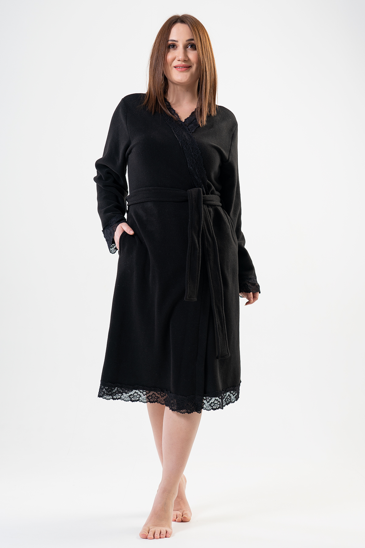 Woman Big Size Black Dressing Gown Woman Big Size Black Dressing Gown