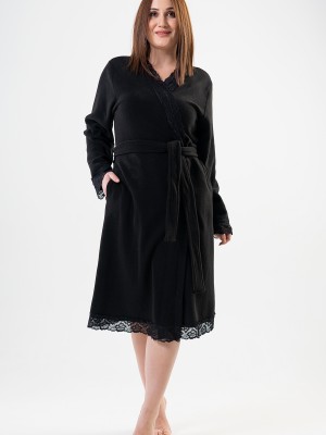 Woman Big Size Black Dressing Gown Woman Big Size Black Dressing Gown