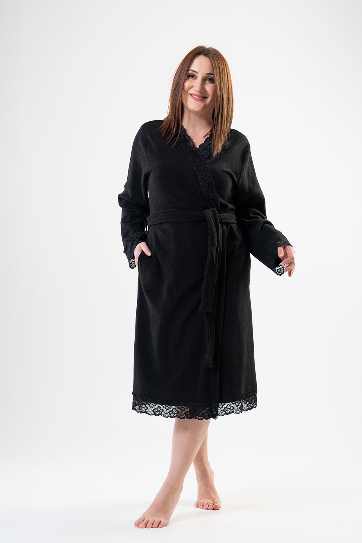 Woman Big Size Black Dressing Gown Woman Big Size Black Dressing Gown