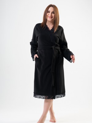 Woman Big Size Black Dressing Gown Woman Big Size Black Dressing Gown