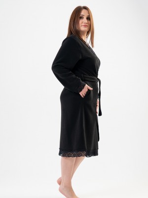 Woman Big Size Black Dressing Gown Woman Big Size Black Dressing Gown
