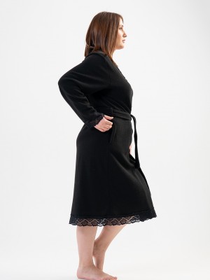 Woman Big Size Black Dressing Gown Woman Big Size Black Dressing Gown
